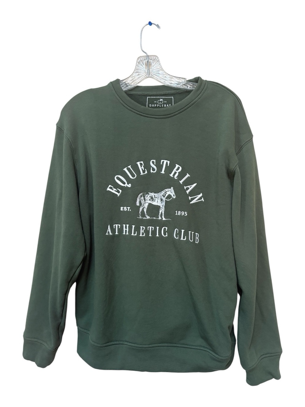 Dapplebay Equestrian Athletic Club Sweatshirt L Horse Girl Preppy Green